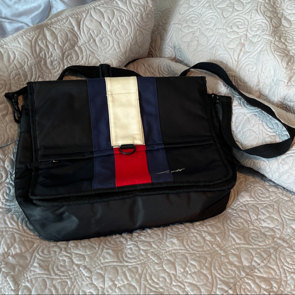 Tommy Hilfiger Black and Blue Messenger Bag